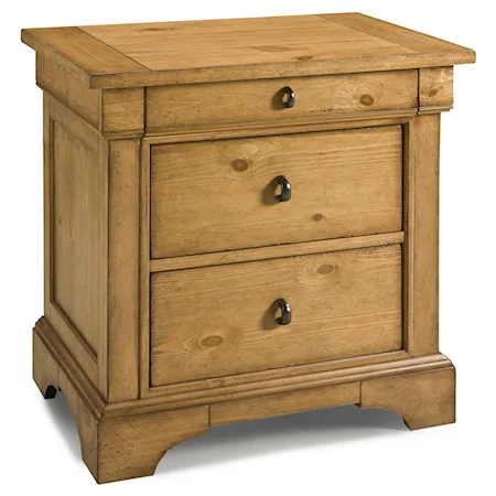 Nightstand with 3 Drawers and (1) 2-Plug Electric Outlet